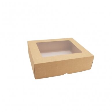 Dėžutė 210x210x60, dviejų dalių su langeliu, ruda 1