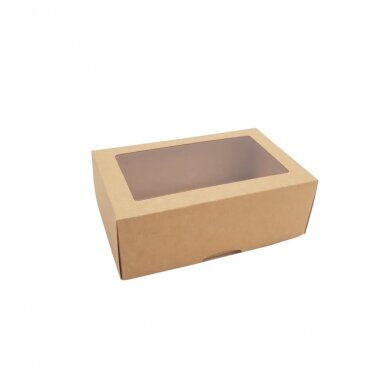 Dėžutė 220x140x80, dviejų dalių su langeliu, ruda 1