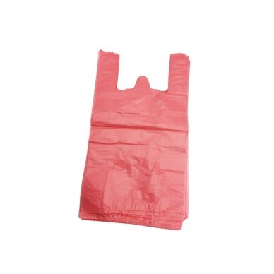 Plastikiniai maišeliai su rankenomis 240x60x450, raudoni