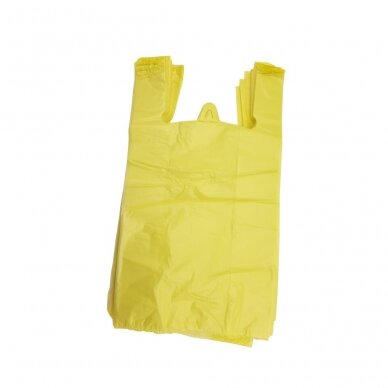 Plastikiniai maišeliai su rankenomis 300x80x550, geltoni