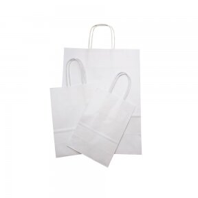 Popieriniai maišeliai su rankenėlėmis 180x80x210, balti