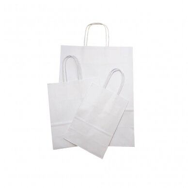 Popieriniai maišeliai su rankenėlėmis 140x80x120, balti